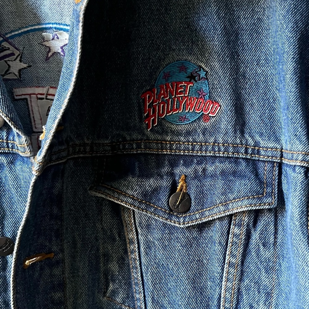 1990s Vintage Planet Hollywood Atlanta Jean Jacket Size XL - Picture 6 of 11